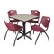 Kobe Kobe Square Table & Chair Set, Wood, Metal, Plastic Top, Maple TKB3030PL47BY - alternate 1